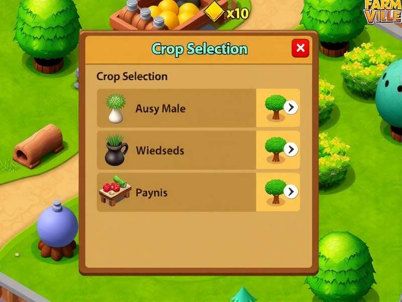 Farm Ville Power Harvest Crop Selection Screen